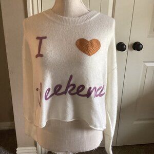✨ Le Lis "I Love Weekends" Fuzzy Sweater - Size M ✨